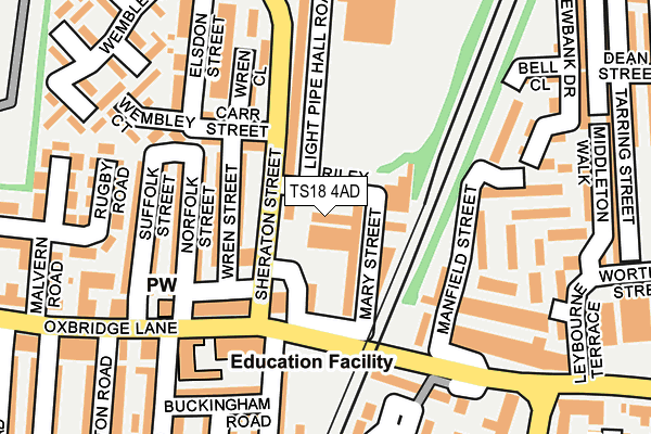 TS18 4AD map - OS OpenMap – Local (Ordnance Survey)