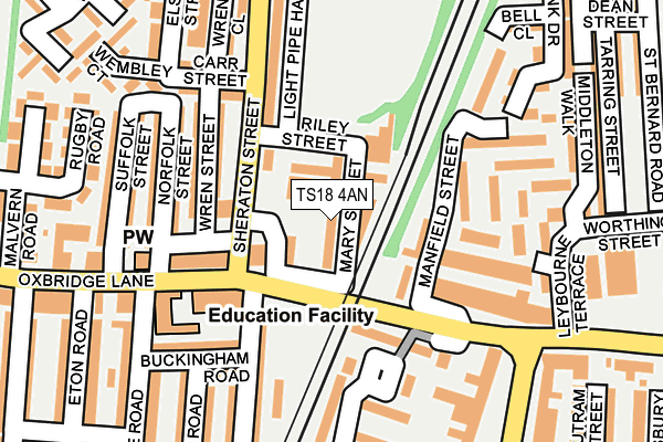 TS18 4AN map - OS OpenMap – Local (Ordnance Survey)