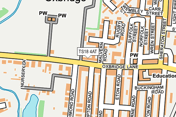 TS18 4AT map - OS OpenMap – Local (Ordnance Survey)