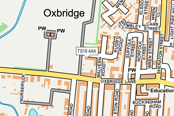 TS18 4AX map - OS OpenMap – Local (Ordnance Survey)