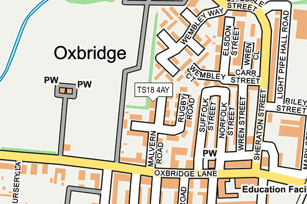 TS18 4AY map - OS OpenMap – Local (Ordnance Survey)