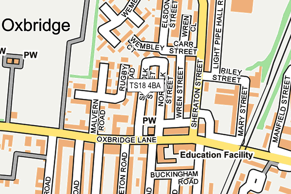 TS18 4BA map - OS OpenMap – Local (Ordnance Survey)