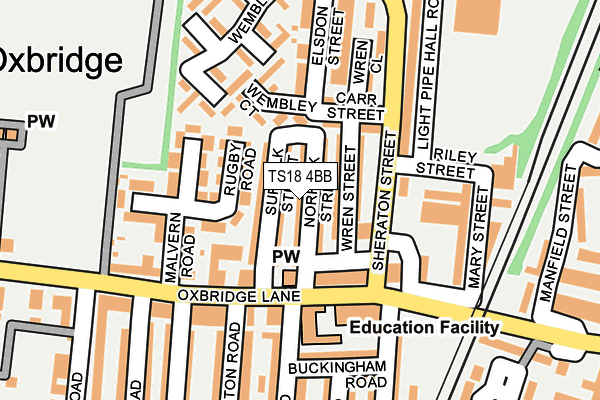 TS18 4BB map - OS OpenMap – Local (Ordnance Survey)