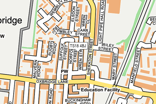 TS18 4BJ map - OS OpenMap – Local (Ordnance Survey)