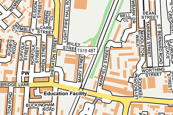 TS18 4BT map - OS OpenMap – Local (Ordnance Survey)