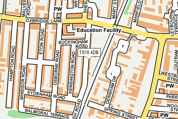TS18 4DB map - OS OpenMap – Local (Ordnance Survey)