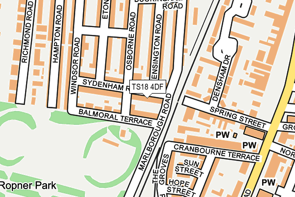 TS18 4DF map - OS OpenMap – Local (Ordnance Survey)