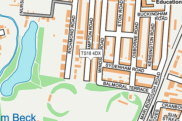 TS18 4DX map - OS OpenMap – Local (Ordnance Survey)