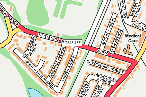 TS18 4EF map - OS OpenMap – Local (Ordnance Survey)