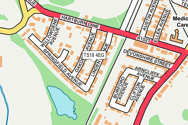 TS18 4EG map - OS OpenMap – Local (Ordnance Survey)