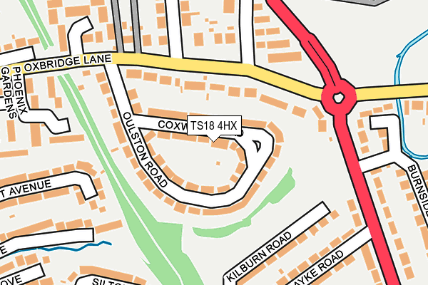 TS18 4HX map - OS OpenMap – Local (Ordnance Survey)