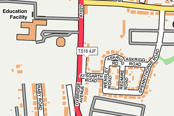 TS18 4JF map - OS OpenMap – Local (Ordnance Survey)