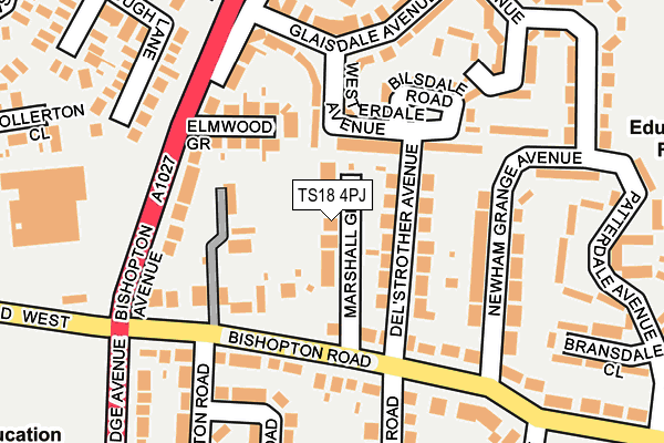 TS18 4PJ map - OS OpenMap – Local (Ordnance Survey)