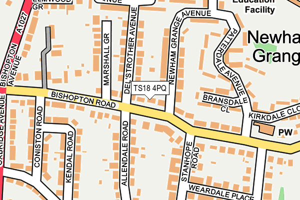 TS18 4PQ map - OS OpenMap – Local (Ordnance Survey)