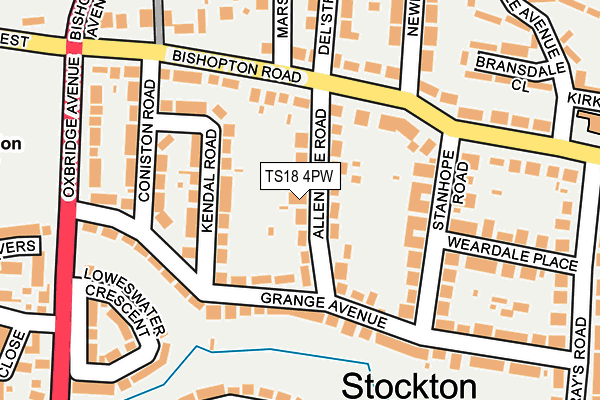 TS18 4PW map - OS OpenMap – Local (Ordnance Survey)