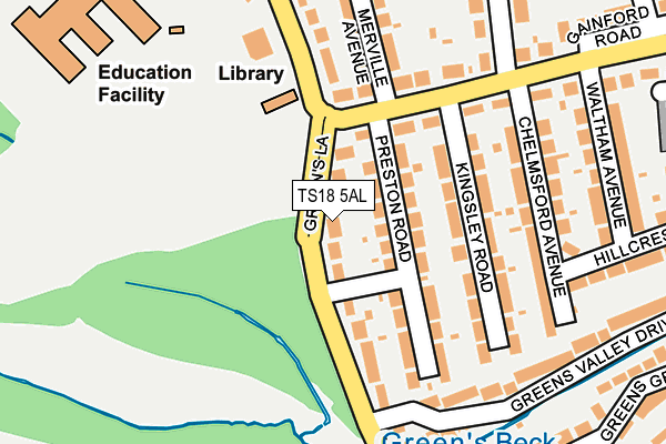 TS18 5AL map - OS OpenMap – Local (Ordnance Survey)