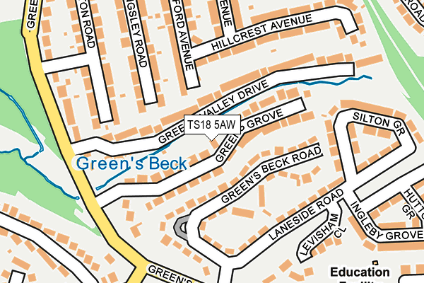TS18 5AW map - OS OpenMap – Local (Ordnance Survey)