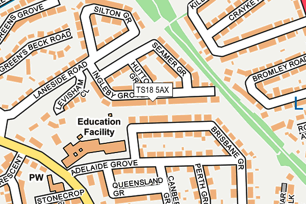 TS18 5AX map - OS OpenMap – Local (Ordnance Survey)
