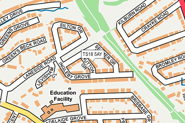 TS18 5AY map - OS OpenMap – Local (Ordnance Survey)