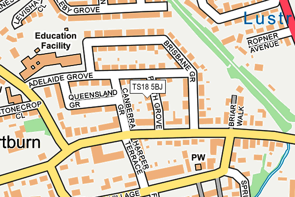 TS18 5BJ map - OS OpenMap – Local (Ordnance Survey)