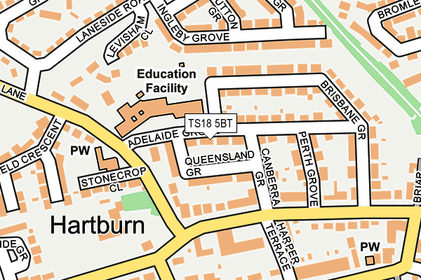 TS18 5BT map - OS OpenMap – Local (Ordnance Survey)