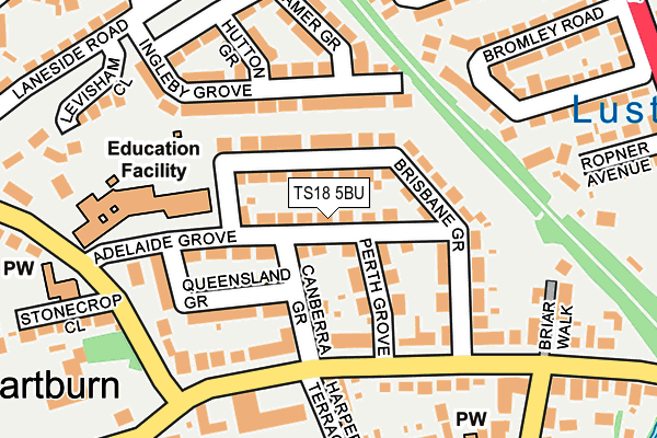 TS18 5BU map - OS OpenMap – Local (Ordnance Survey)