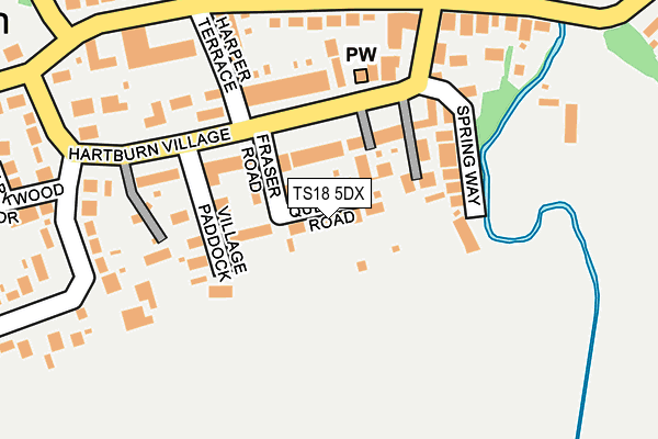 TS18 5DX map - OS OpenMap – Local (Ordnance Survey)