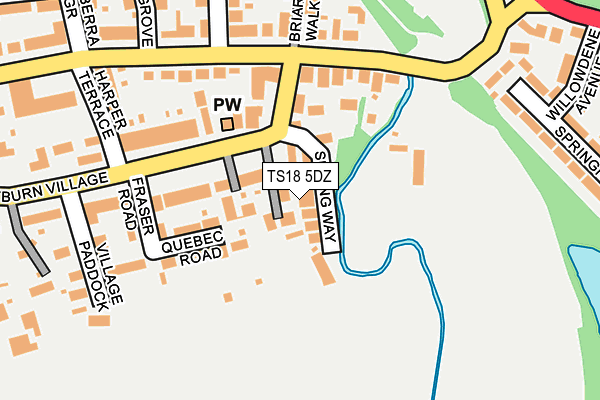 TS18 5DZ map - OS OpenMap – Local (Ordnance Survey)