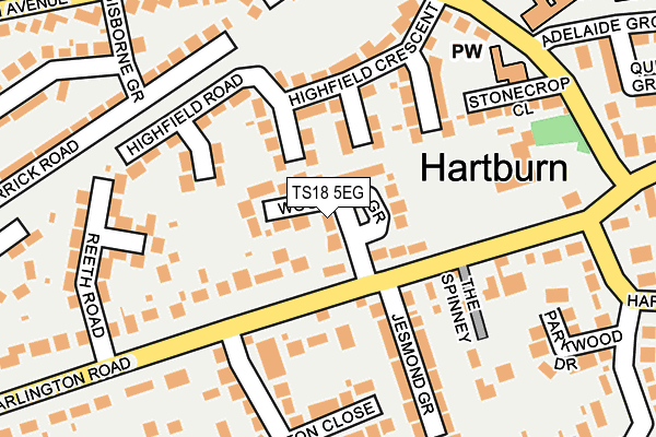 TS18 5EG map - OS OpenMap – Local (Ordnance Survey)