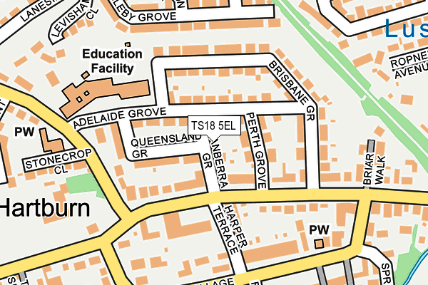 TS18 5EL map - OS OpenMap – Local (Ordnance Survey)