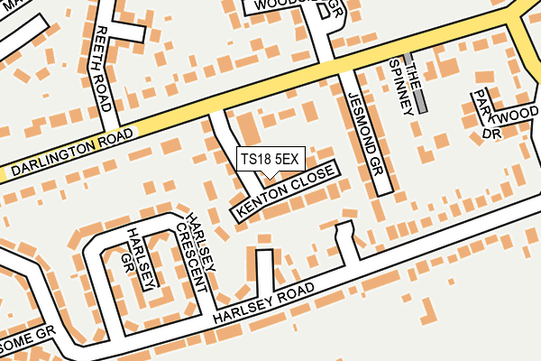 TS18 5EX map - OS OpenMap – Local (Ordnance Survey)