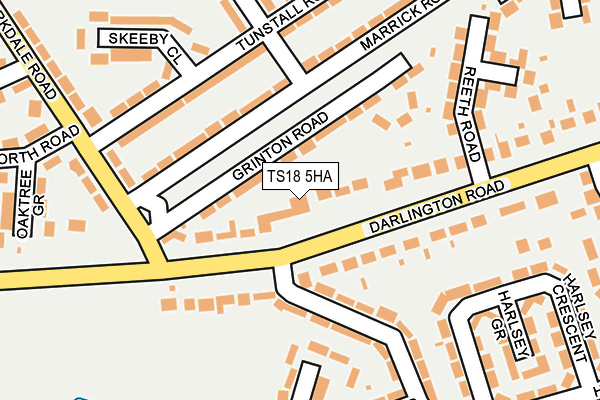 TS18 5HA map - OS OpenMap – Local (Ordnance Survey)