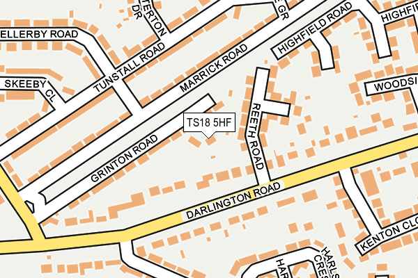 TS18 5HF map - OS OpenMap – Local (Ordnance Survey)