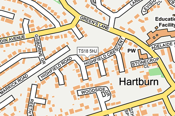 TS18 5HJ map - OS OpenMap – Local (Ordnance Survey)