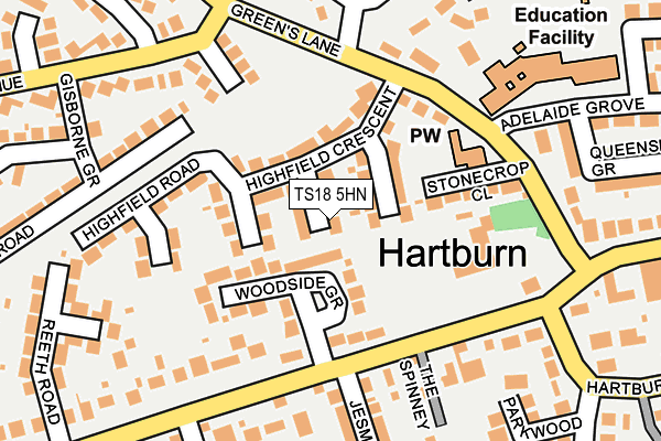 TS18 5HN map - OS OpenMap – Local (Ordnance Survey)