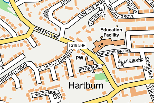 TS18 5HP map - OS OpenMap – Local (Ordnance Survey)