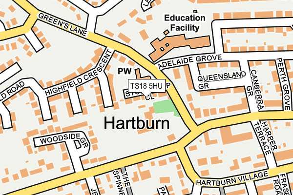 TS18 5HU map - OS OpenMap – Local (Ordnance Survey)