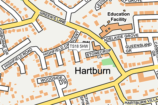 TS18 5HW map - OS OpenMap – Local (Ordnance Survey)