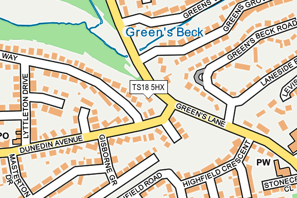 TS18 5HX map - OS OpenMap – Local (Ordnance Survey)