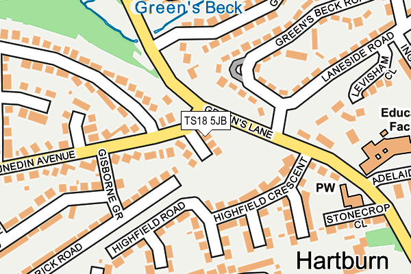 TS18 5JB map - OS OpenMap – Local (Ordnance Survey)