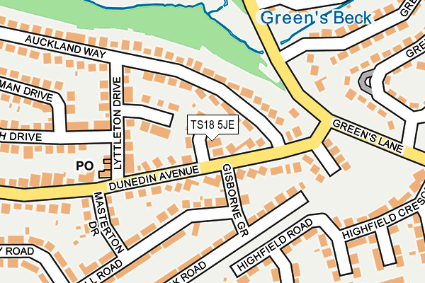 TS18 5JE map - OS OpenMap – Local (Ordnance Survey)