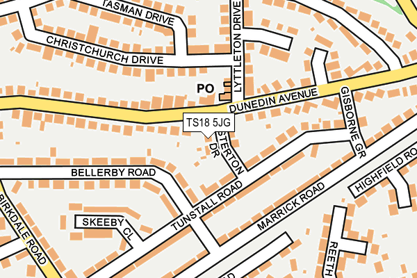 TS18 5JG map - OS OpenMap – Local (Ordnance Survey)