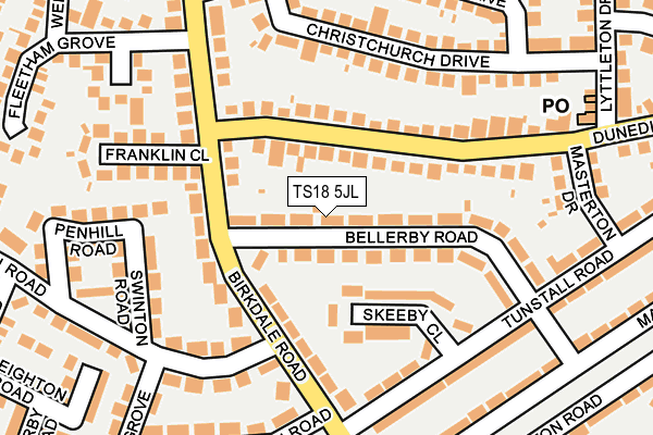 TS18 5JL map - OS OpenMap – Local (Ordnance Survey)