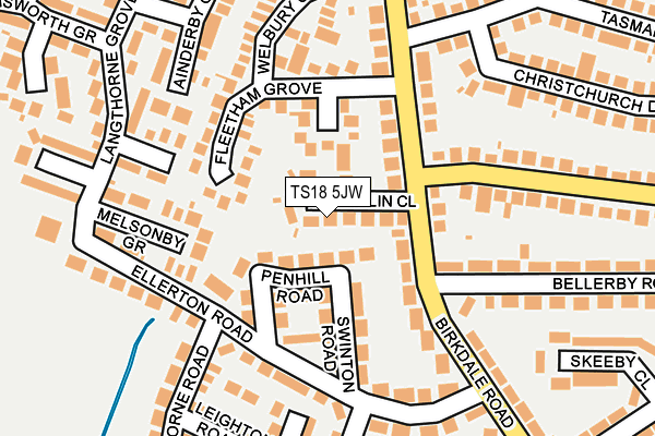 TS18 5JW map - OS OpenMap – Local (Ordnance Survey)