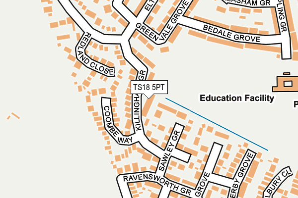 TS18 5PT map - OS OpenMap – Local (Ordnance Survey)