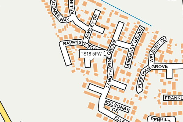 TS18 5PW map - OS OpenMap – Local (Ordnance Survey)