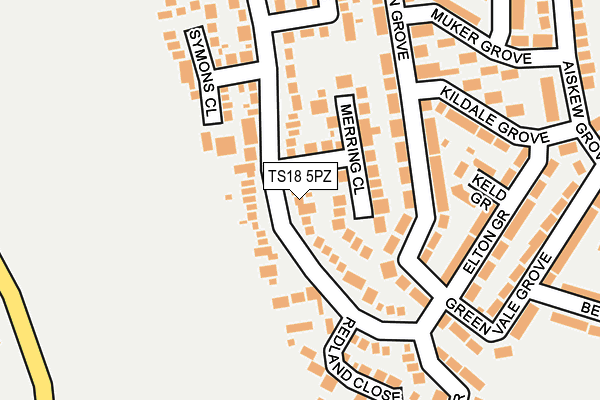 TS18 5PZ map - OS OpenMap – Local (Ordnance Survey)