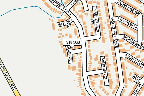 TS18 5QB map - OS OpenMap – Local (Ordnance Survey)