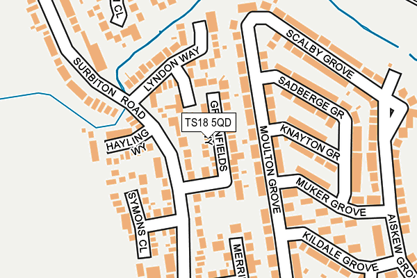 TS18 5QD map - OS OpenMap – Local (Ordnance Survey)