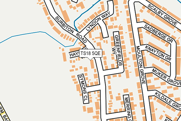 TS18 5QE map - OS OpenMap – Local (Ordnance Survey)